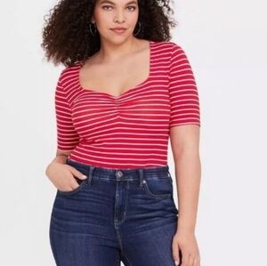 Torrid Red and White Striped Top